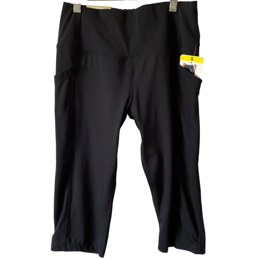 NEW 32 DEGREE COOL Capri Activewear Leggings Black Size Small Media Pocket